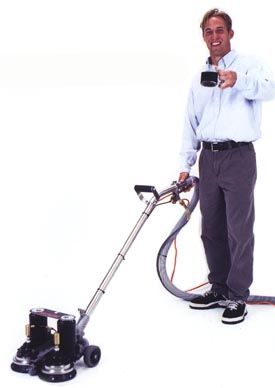 Person using a Rotovac to clean carpets with just one hand!